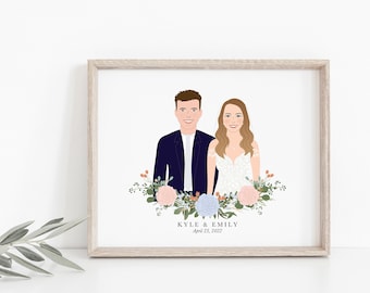 Wedding Custom Portrait | Custom Illustration | Sentimental Home Decor | Wall Art | Unique Personalized gift for couple