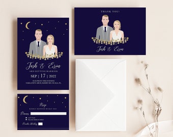 Navy & Gold Wedding Invitation Set | Under the stars wedding theme
