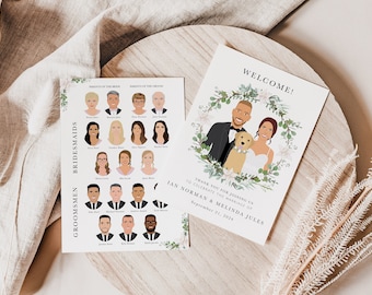 Programa de boda ilustrado / Retrato personalizado de la novia (archivo digital)