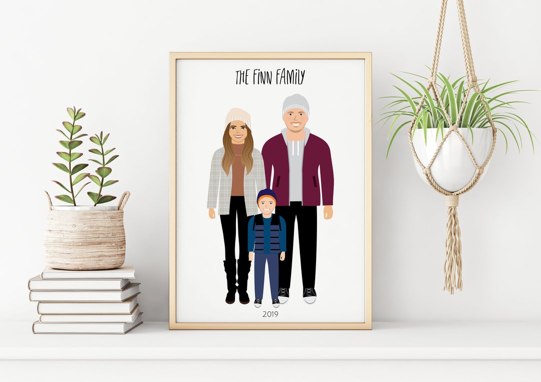 Sentimental Cartton Custom Illustrated Cartoon Portrait | Sentimental Home Decor Wall Art ...