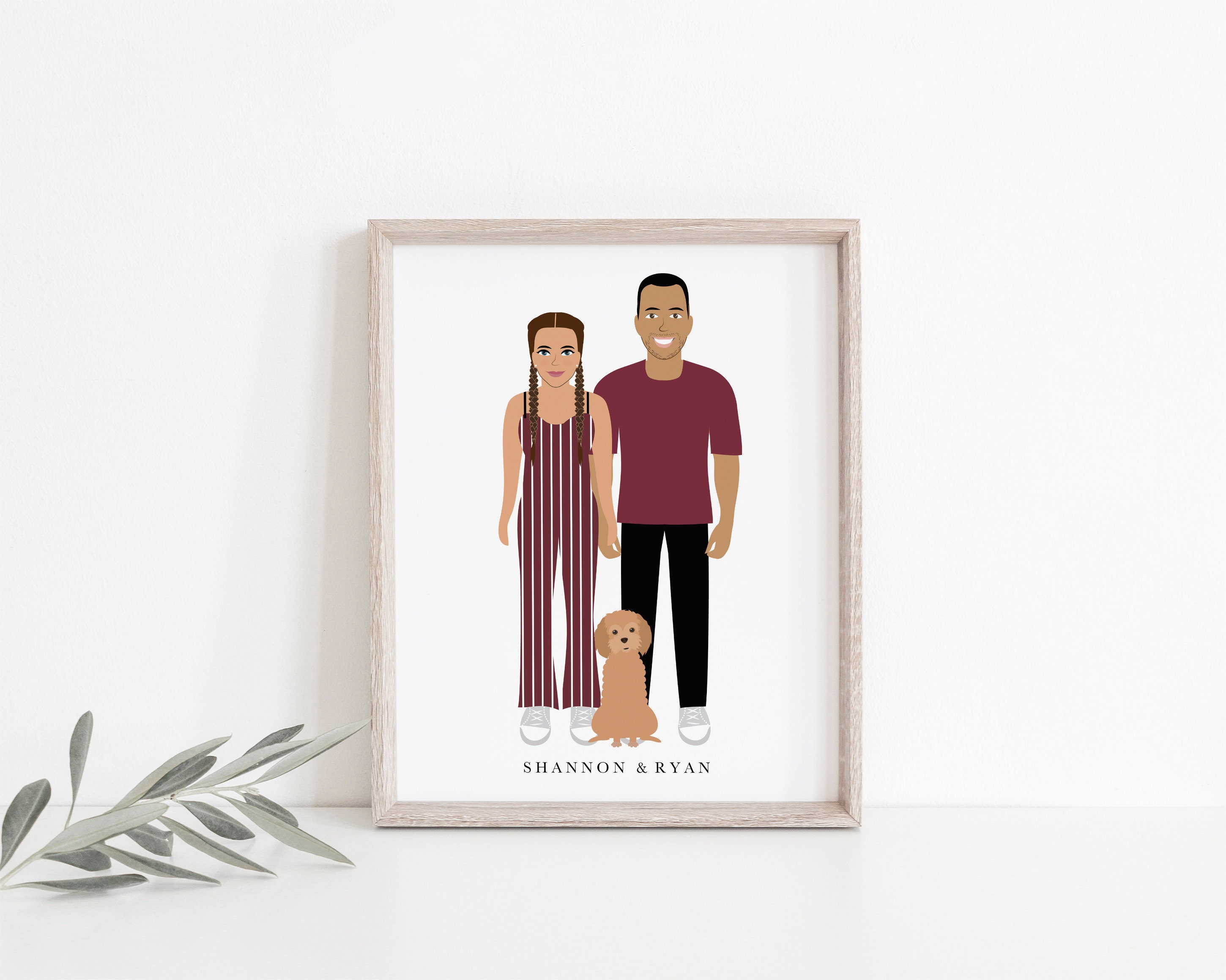 Sentimental Cartton Custom Illustrated Cartoon Portrait | Sentimental Home Decor Wall Art ...