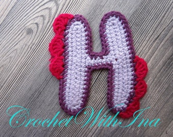 Crochet PATTERN for Cyrillic letter "Н",monogram.Схема за една кука на българската буква "Н" на Кирилица,подходяща за декорация или монограм