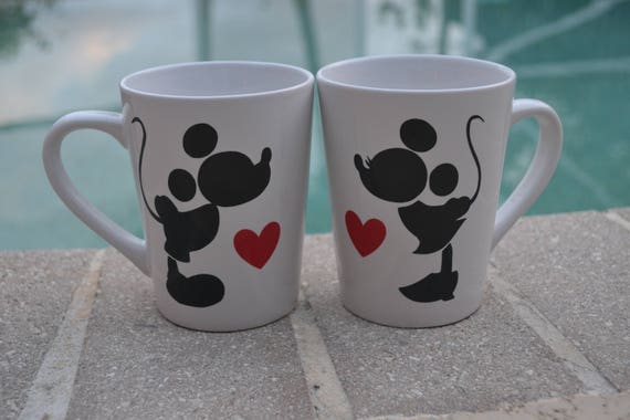 Mickey And Minnie Love Mug Set Disney Couple Coffee Gift Etsy