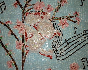 Mosaïque Le baiser et les fleurs de pêcher