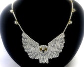 White seed bead necklace owl necklace seed bead owl necklace jewelry gift ideas
