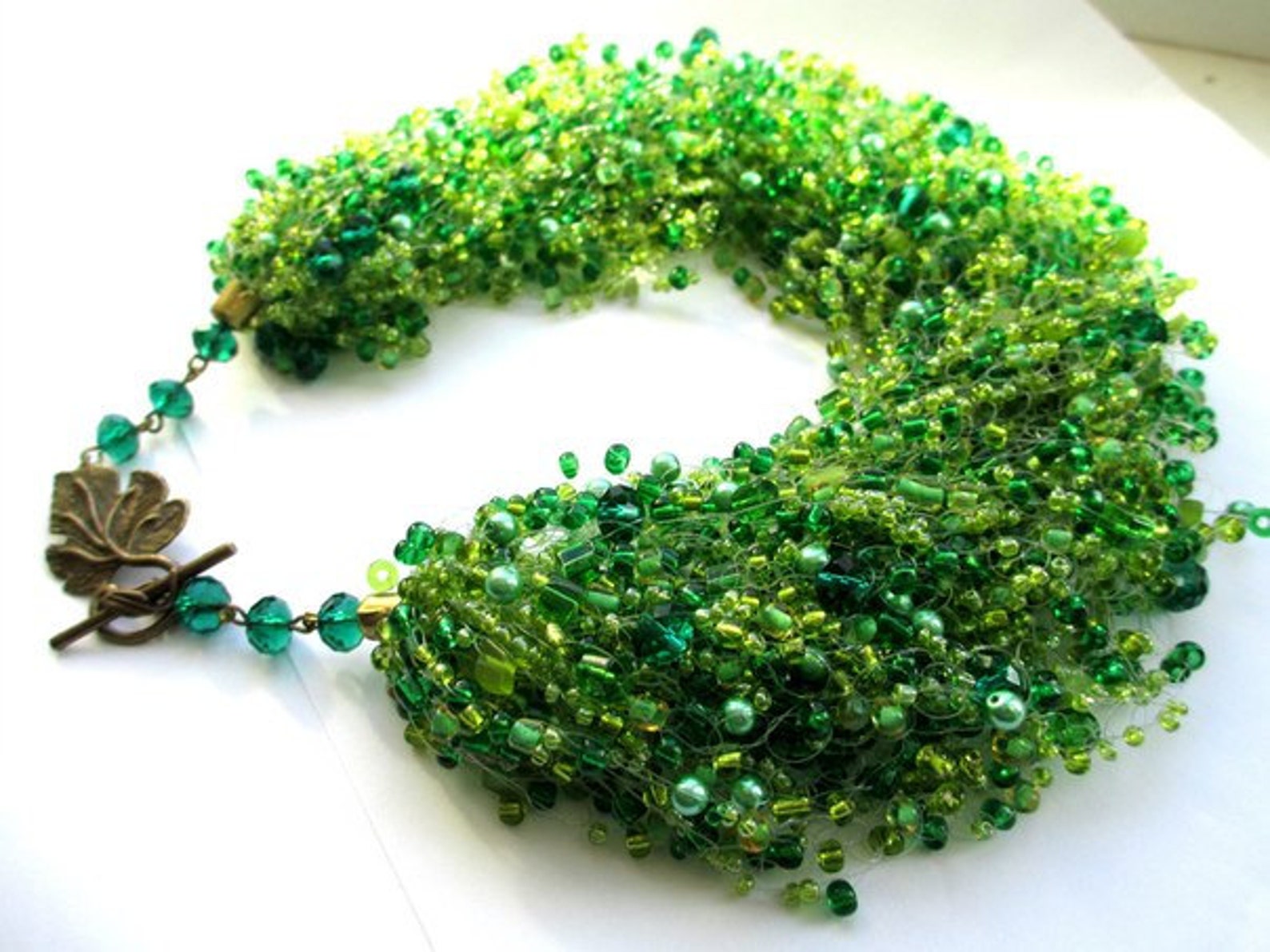 Emerald Green Seed Bead Necklace Green Beaded Necklace With Etsy