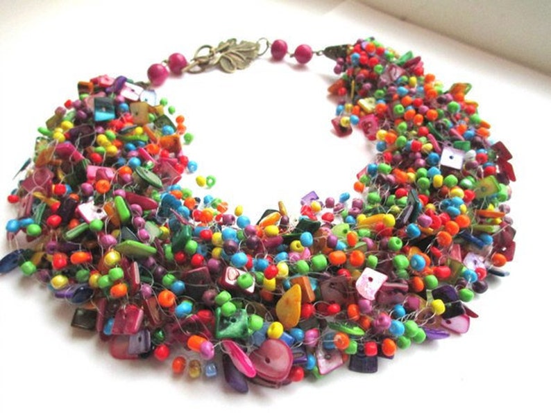 Colorful Airy Beaded Necklace Multicolor Seed Bead Necklace - Etsy