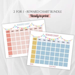 Tableau de récompenses pour enfants, tableau de tâches ménagères 2 pour 1, tableau d'autocollants, carte du ciel pour tout-petits, apprentissage de la propreté, routine du coucher de la maternelle, préscolaire à imprimer