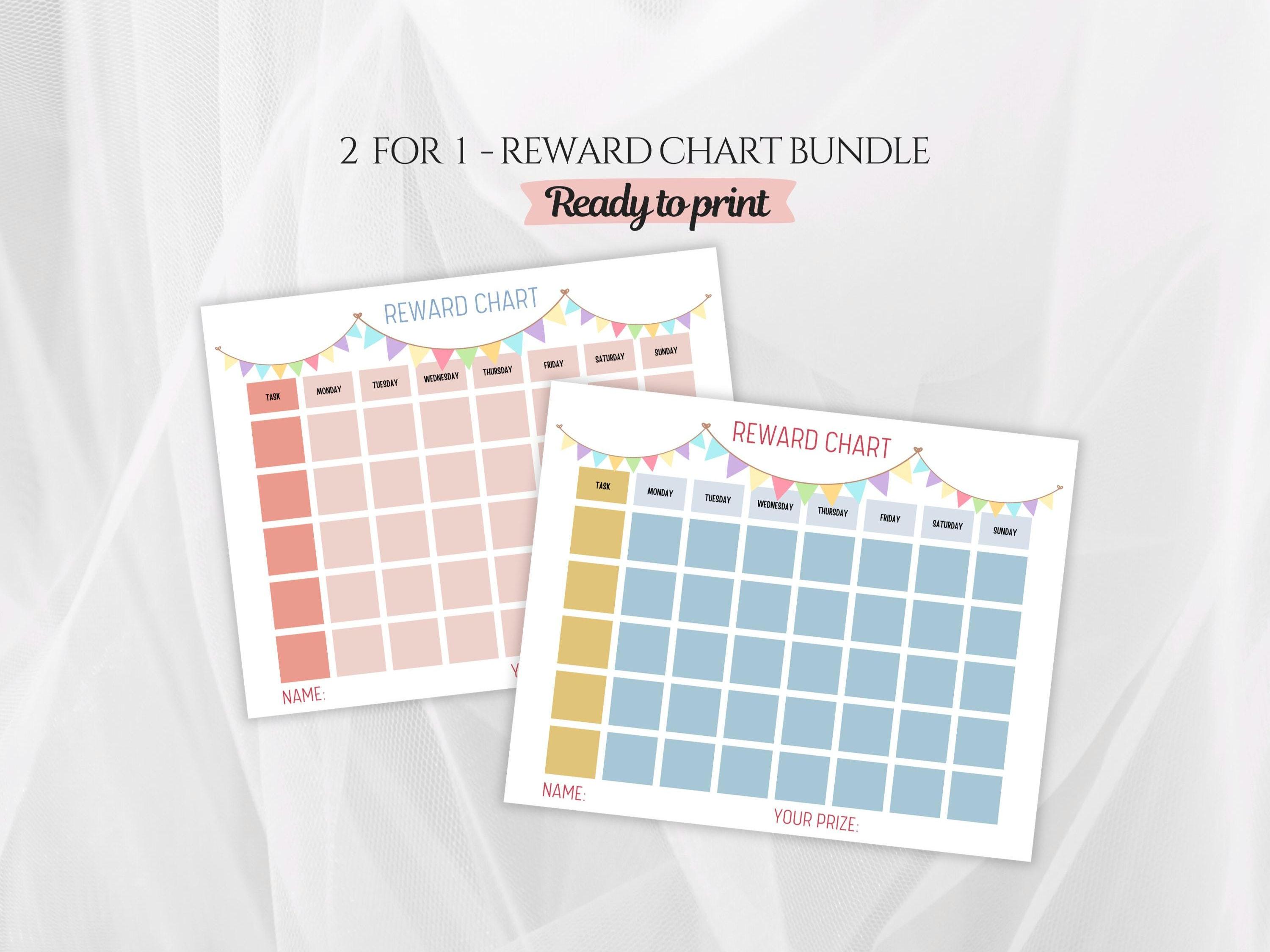 Kids Reward Chart, 2 for 1 Chore Chart, Sticker Chart, Toddler Star ...