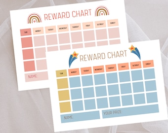 Sticker Chart, 2 for 1 Reward Chart, Kids chore chart, Planner, Printable, Kids schedule, Instant download, Kids sticker chart