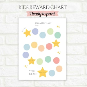 Rainbow Star Chart, Kindergarten Chore Chart, Toddler Reward Chart, Preschool Sticker Chart, Homeschool Incentive Printable, Bedtime Routine