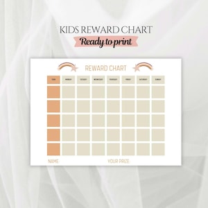 Beige Kids Star Chart, Behavior Chore Chart, Toddler Reward Chart, Kindergarten Incentive Chart, Preschool Learning, Cute Pre-K Printable