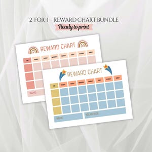 Sticker Chart, 2 for 1 Kid Reward Chart, Behavior Chore Chart, Printable Toddler Star Chart, Kindergarten Incentive Chart, Preschool Routine