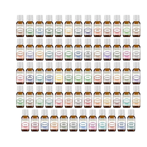 Advanced Essential Oil Set 64 - 10 ml. 100% Pure Therapeutic Grade Aromatherapy Oils, For Skin, Soap making, Candle & Diffuser