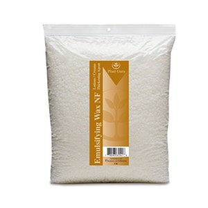 May include: A white bag of Plant Guru Emulsifying Wax NF, a non-ionic, vegan, and organic thickening agent for lotions and creams.