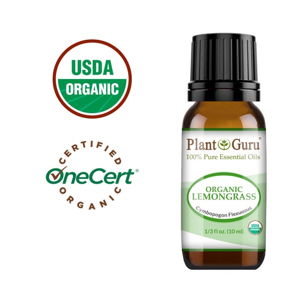 USDA Organic Lemongrass Essential Oil 10 ml.  100% Pure Natural Undiluted Therapeutic Grade. Best Aromatherapy Oils