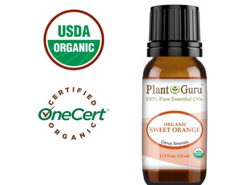 USDA Organic Sweet Orange Essential Oil 10 ml. 100% Pure Undiluted Therapeutic Grade Aromatherapy Oils