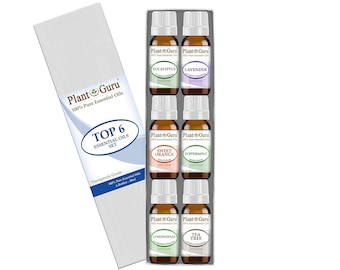 Essential Oil Set 6 - 10 ml. 100% Pure Therapeutic Grade Oils For Skin, Hair, Aromatherapy Diffuser and Soap Making.