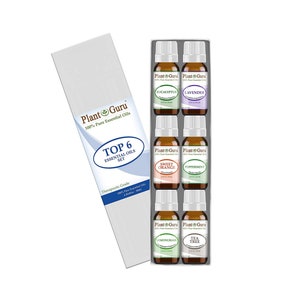 Essential Oil Set 6 - 10 ml. 100% Pure Therapeutic Grade Oils For Skin, Hair, Aromatherapy Diffuser and Soap Making.