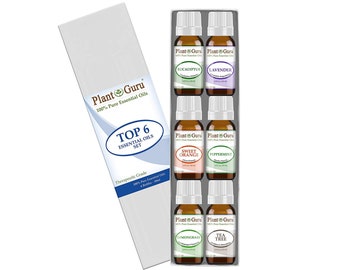 Essential Oil Set 6 - 10 ml. 100% Pure Therapeutic Grade Oils For Skin, Hair, Aromatherapy Diffuser and Soap Making.