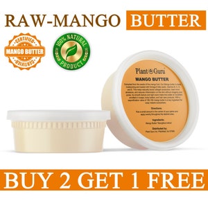 Raw Mango Butter 8 oz. 100% Pure Natural  Unrefined Organic Great For Skin, Body, Face, Hair - BUY 2 GET 1 FREE