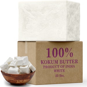 Raw Kokum Butter 100% Pure Organic Great For Skin, Body, Face, Hair ALL SIZES Available in 1 oz. to 55 lbs. Bulk
