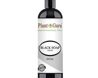 Liquid African Black Soap 100% Pure Raw Organic From Ghana Unrefined Natural For Skin, Face Body Wash And Hair Shampoo