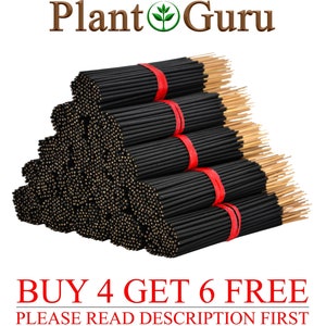 May include: A large stack of black incense sticks with red rubber bands, bundled together. The sticks have a light brown wooden core. The text "BUY 4 GET 6 FREE" and "PLEASE READ DESCRIPTION FIRST" is printed in red below the stack of incense sticks.