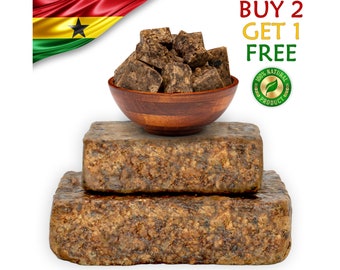 Raw African Black Soap Raw Bar 1 lb. Bulk 100% Pure Natural Organic Unrefined From Ghana  For Skin and Face. BUY 2 GET 1 FREE
