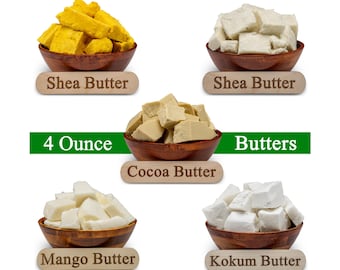 4 oz. Butter 100% Pure Raw Natural Unrefined Organic Moisturizer Skin Body, Face, Hair Growth, Lip Balm And Soap Making.
