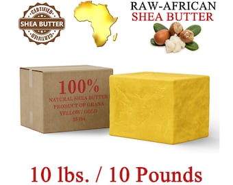 Raw African Shea Butter 10 lbs. Bulk YELLOW 100% Pure Natural Unrefined Organic From Ghana Great For Skin, Body, Face, Hair