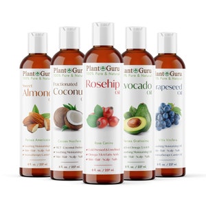 8 oz. Carrier Oils - 100% Pure Natural Cold Pressed Plant Oil For Skin, Hair Growth, Massage and Soap Making