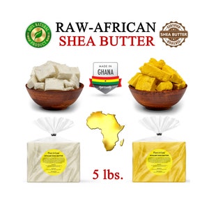 Raw African Shea Butter 5 lbs. Bulk 100% Pure Natural Organic Unrefined Imported From Ghana Skin, Body, Hair Growth Moisturizer image 1