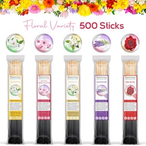 FLORAL Incense Sticks 11&quot; Variety Pack 500 Bulk Wholesale Set Hand Dipped.