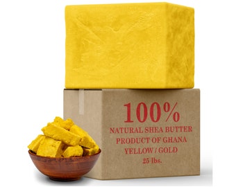 Raw African Shea Butter Organic 100% Pure Natural Unrefined Virgin YELLOW From Ghana. Great For Skin, Body, Face, Hair Growth Bulk Wholesale
