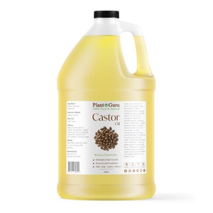Castor Oil Expeller Pressed 100% Pure For Eyelashes, Eyebrows, Hair Growth, Bulk Gallon 8 lbs.