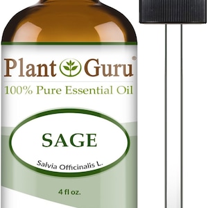 Sage Essential Oil 100% Pure Natural Therapeutic Grade, Salvia Officinalis, Bulk Wholesale Available For Skin, Soap, Candle and Diffuser 4 oz. Bulk