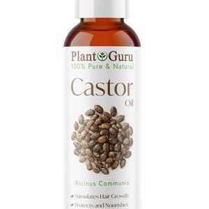 Castor Oil Expeller Pressed 100% Pure For Eyelashes, Eyebrows, Hair Growth, Bulk 2 oz.