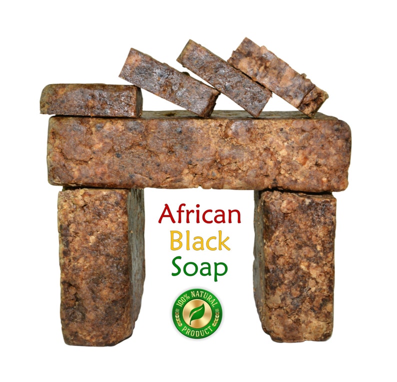 Raw African Black Soap Bar 100% Pure Natural Organic Unrefined From Ghana. For Skin and Face. Bulk Wholesale ALL SIZES Bild 1