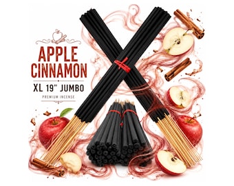 APPLE CINNAMON Incense Sticks 19" Jumbo Extra Large Bulk Handmade Hand Dipped
