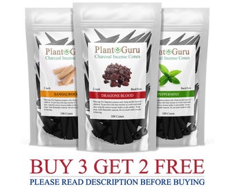 100 Jumbo Charcoal Incense Cones 2" BACKFLOW Bulk For Waterfall Burner Holder Censer Buy 3 Get 2 Free