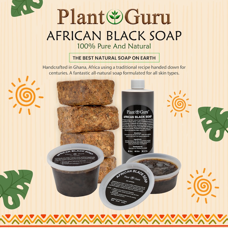Raw African Black Soap Bar 100% Pure Natural Organic Unrefined From Ghana. For Skin and Face. Bulk Wholesale ALL SIZES Bild 4