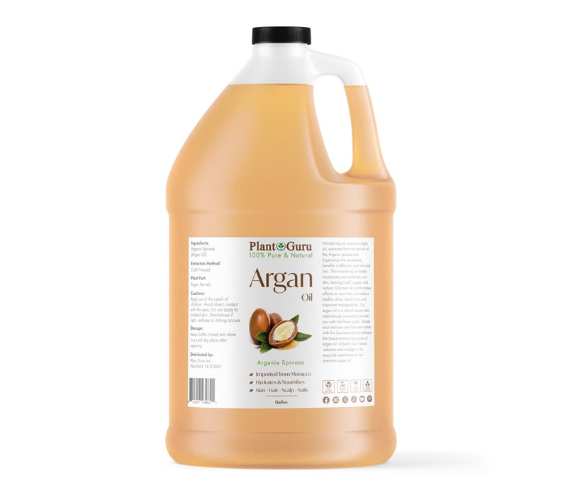 Argan Oil Morocco 100% Pure Natural Cold Pressed Unrefined Virgin For Hair, Skin Gallon 7.5 lbs.