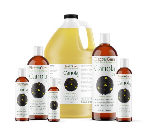 Canola Oil HIGH OLEIC 100% Pure Natural Food Grade Carrier For Skin, Hair Growth, Massage and Soap Making.
