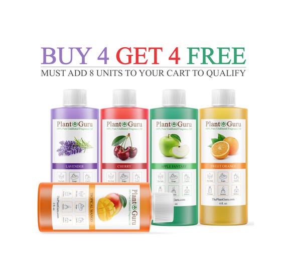 Fragrance Oil 4 oz. Scented Oils For Body Butter, Candle Making, Soap Making, Perfume and Diffuser. Bulk Wholesale - BUY 4 Get 4 FREE