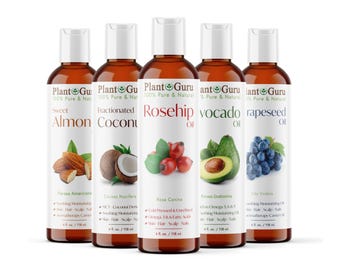 4 oz. Carrier Oils - 100% Pure Natural Cold Pressed Plant Oil For Skin, Hair Growth, Massage and Soap Making