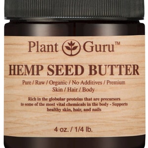 Hemp Seed Body Butter 100% Pure Raw Fresh Natural Cold Pressed. Skin, Hair, Nail Moisturizer, DIY Creams, Balms, Lotions, Soaps. image 3