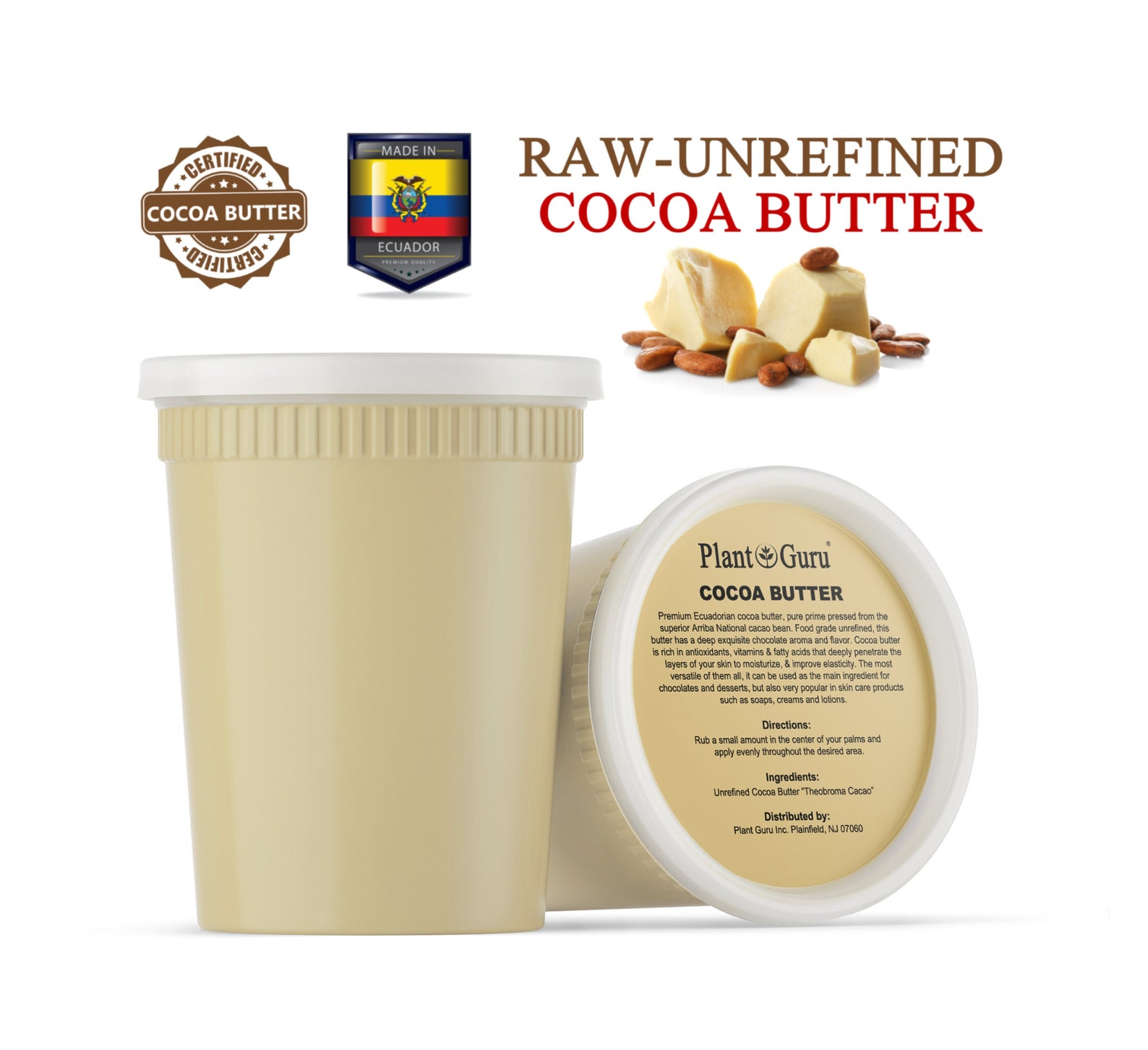 Raw Cocoa Butter 32 Oz. / 2 Lbs. 100 Pure Natural Unrefined Etsy