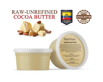 Raw Cocoa Butter 12 oz. 100% Pure Natural Unrefined Cacao FOOD GRADE Great For Skin, Body, Hair, Creams, Lotion and Soap Making.