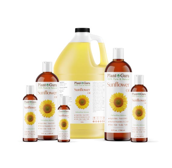 Sunflower Seed Oil HIGH OLEIC Cold Pressed Refined 100% Pure Natural